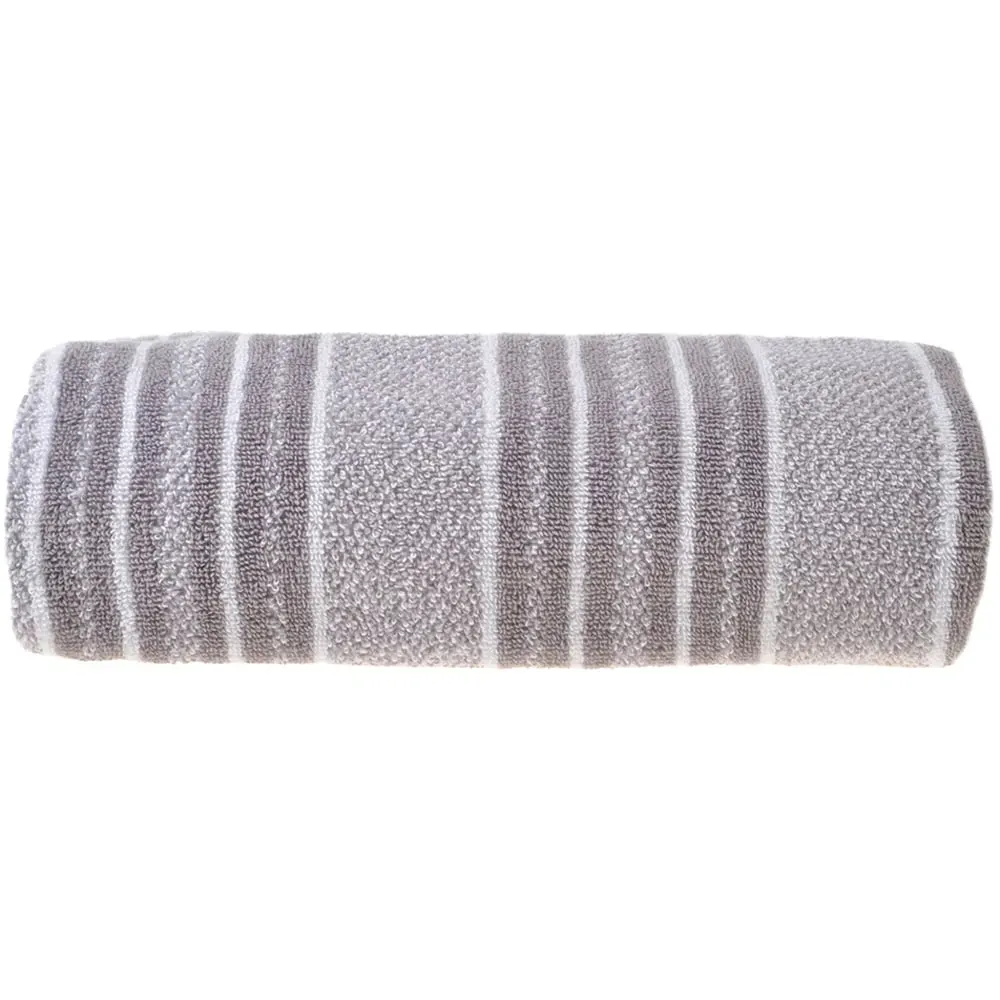 Cotton Stripe Bath Sheet - Grey