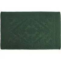 Country House Floral Jacquard Bath Mat - Dark Green, Cotton