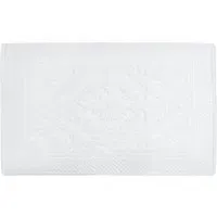 Country House Floral Jacquard Bath Mat - White, Cotton