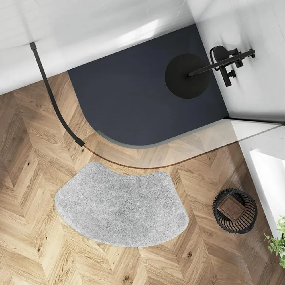 Curved Shower Mat - Dove Grey, Cotton