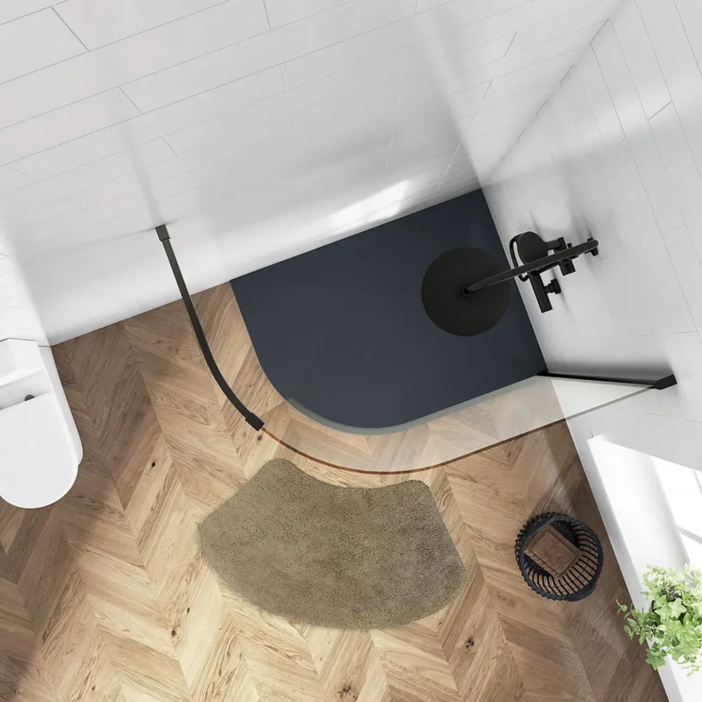 Curved Shower Mat - Mocha, Cotton