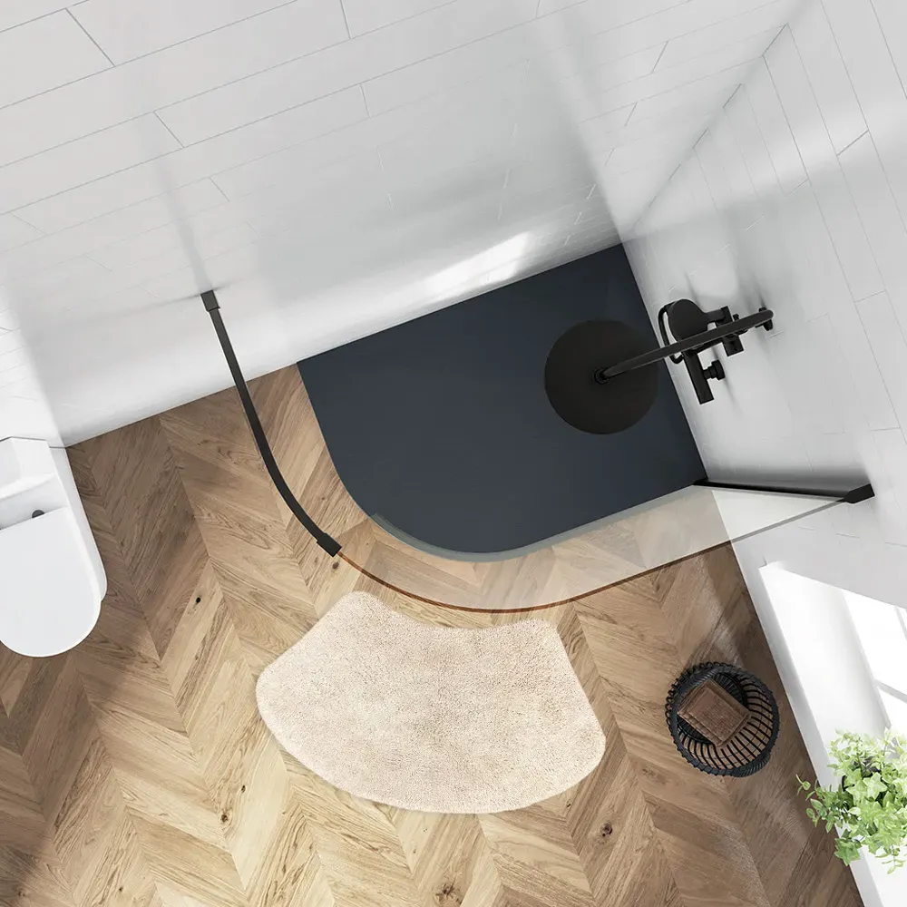 Curved Shower Mat - Stone, Cotton