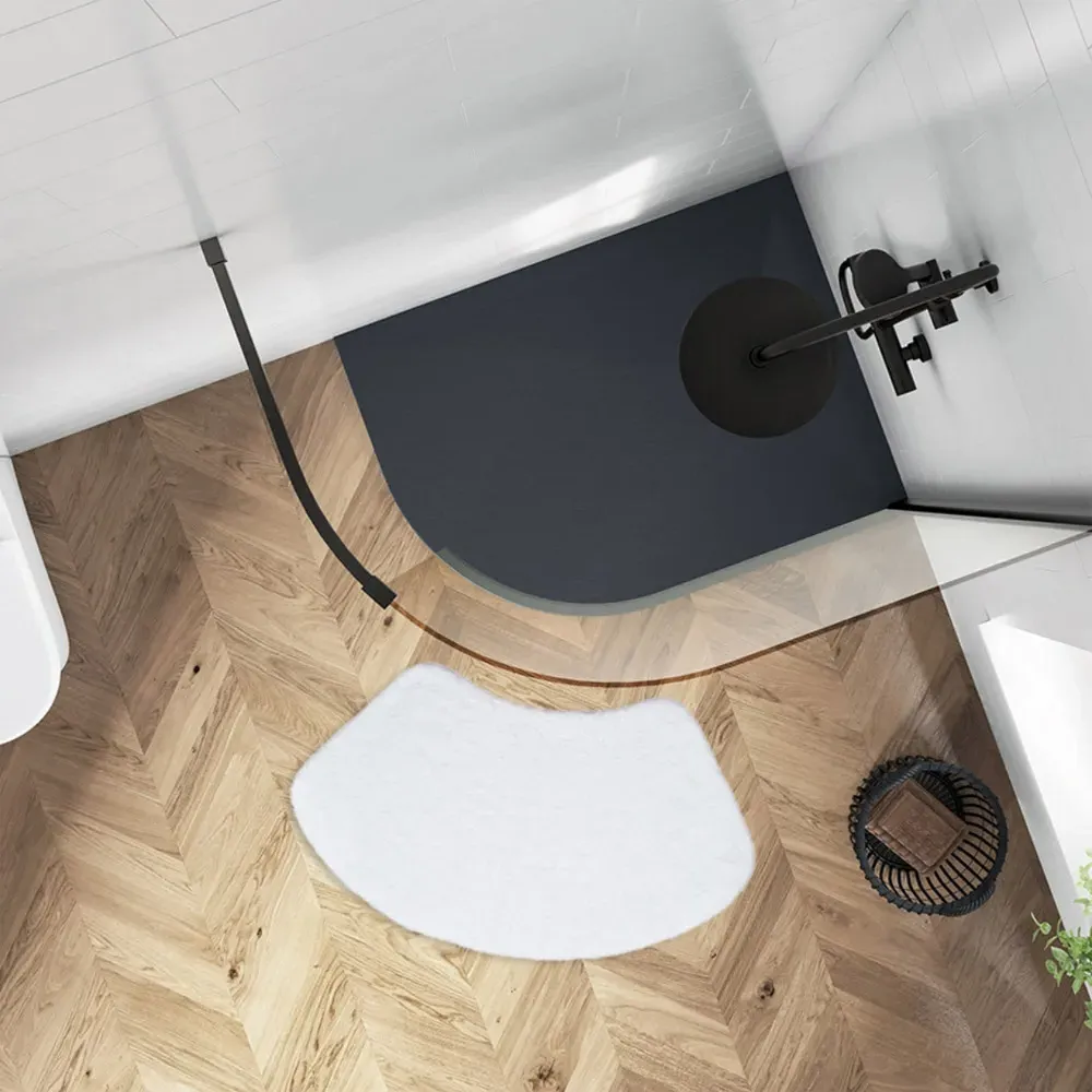 Curved Shower Mat - White, Cotton