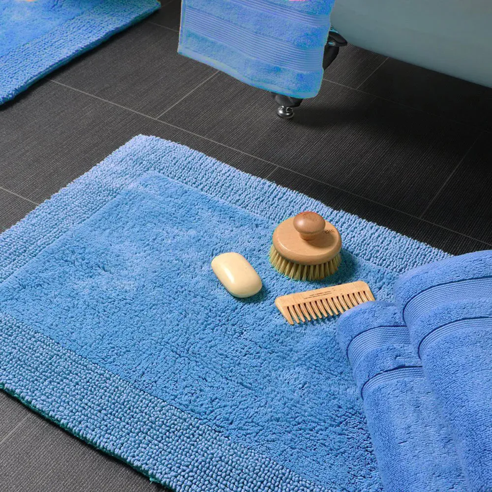 Elegance Reversible Bath Mat - Blue, Cotton