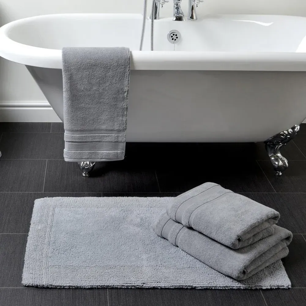 Elegance Reversible Bath Mat - Grey, Cotton