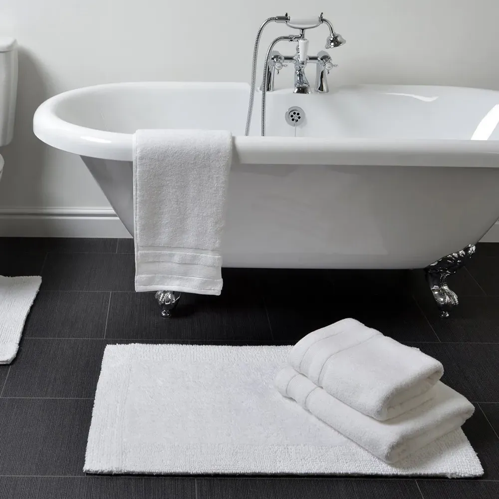 Elegance Reversible Bath Mat - White, Cotton