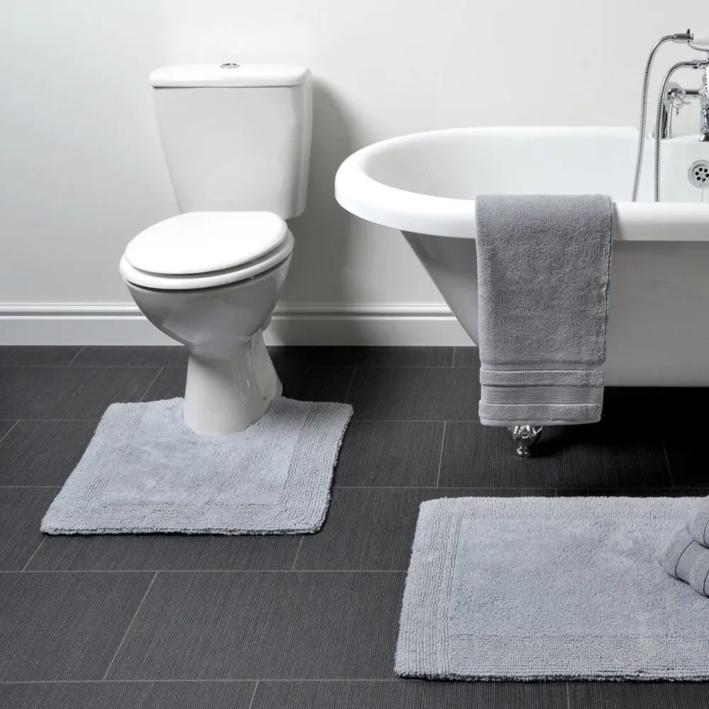 Elegance Reversible Pedestal Mat - Dove Grey, Cotton