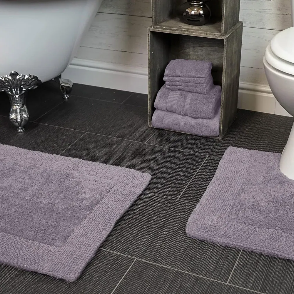 Elegance Reversible Pedestal Mat - Purple, Cotton