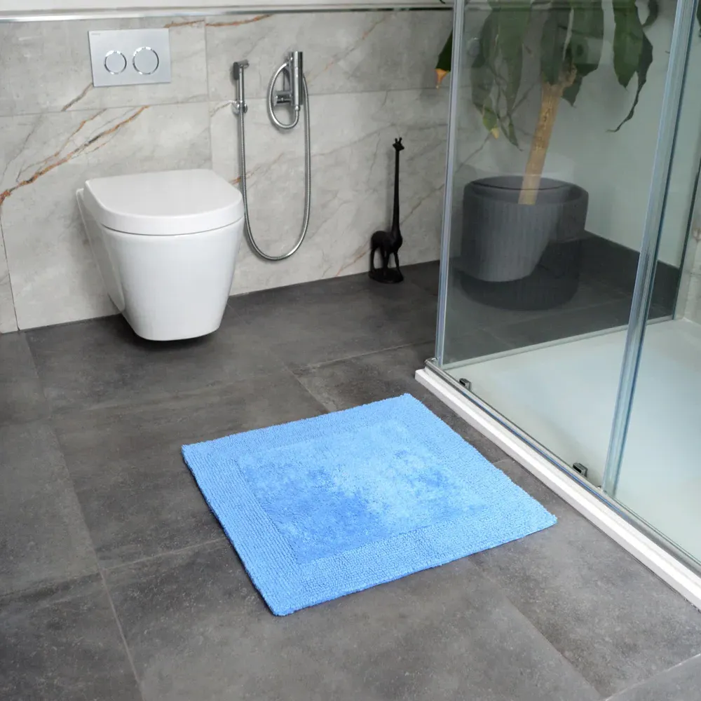 Elegance Square Bath Mat Reversible - Blue