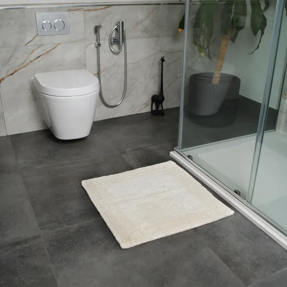 Elegance Square Bath Mat Reversible - Cream