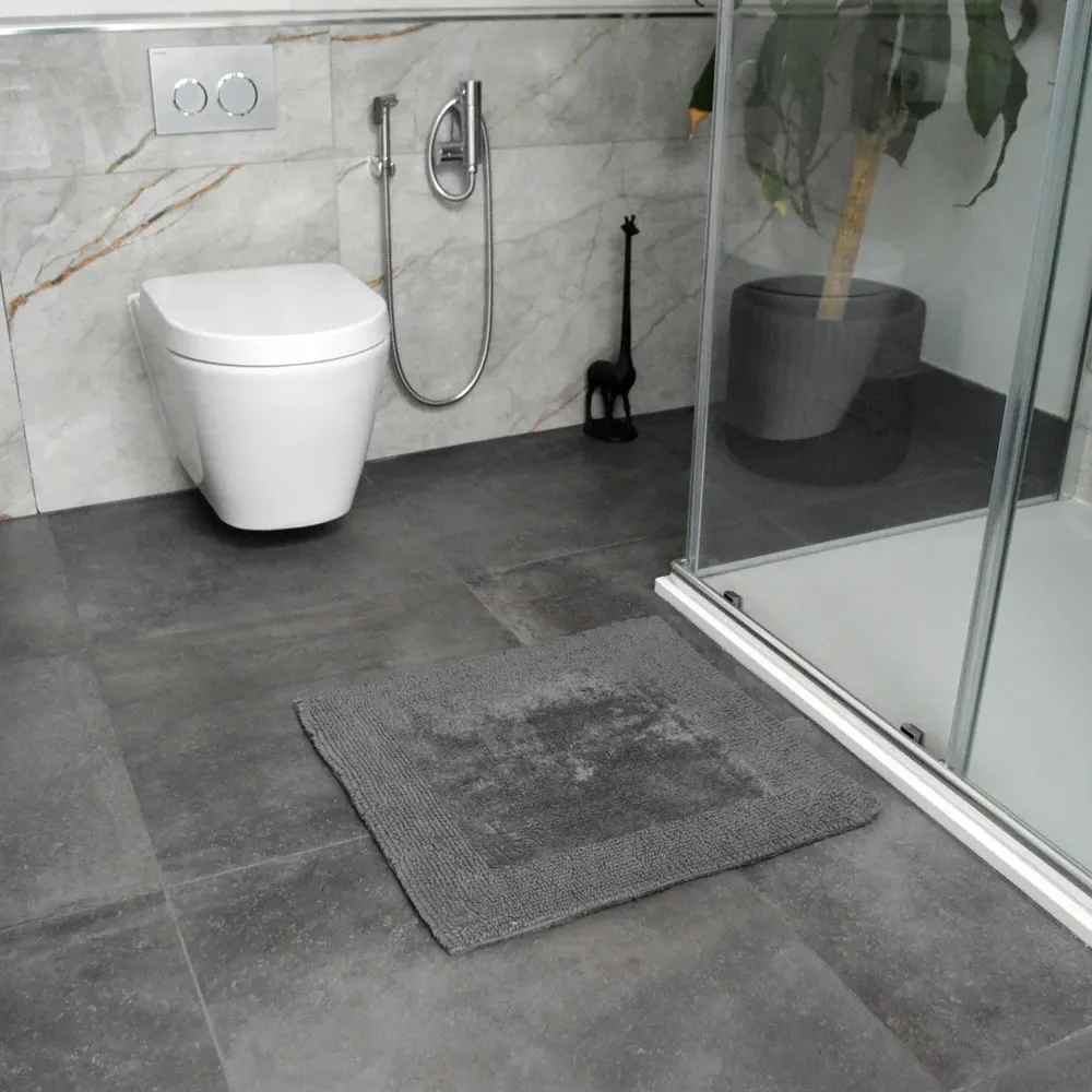 Elegance Square Bath Mat Reversible - Grey