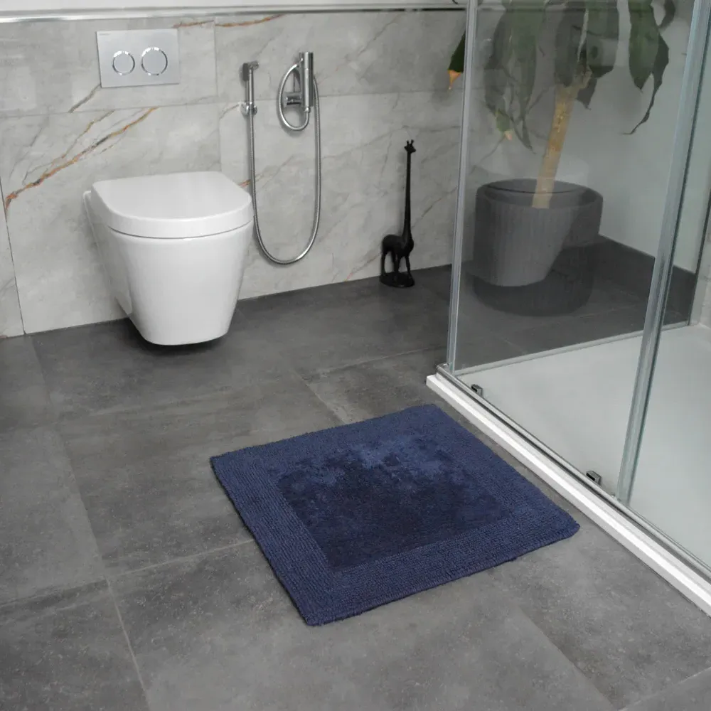 Elegance Square Bath Mat Reversible - Navy