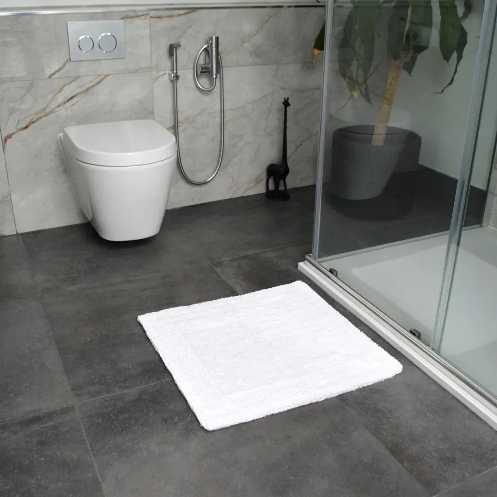 Elegance Square Bath Mat Reversible - White