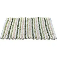 Green Striped Chunky Bobble Bath Mat