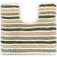 Green Striped Chunky Bobble Pedestal Toilet Mat