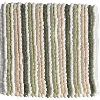 Green Striped Chunky Bobble Square Bath Mat