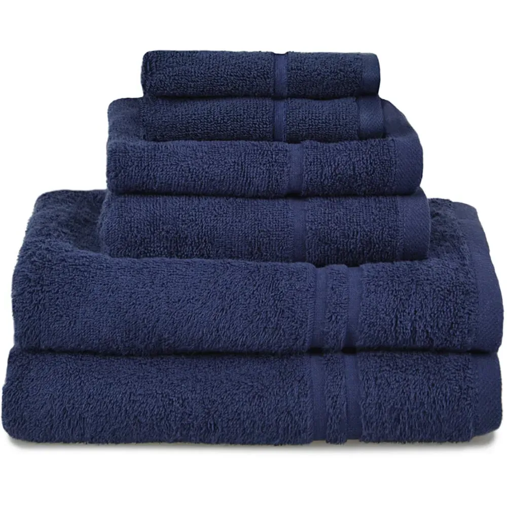 Hotel Essentials 6-Piece Towel Bundle Set - Blue, Cotton