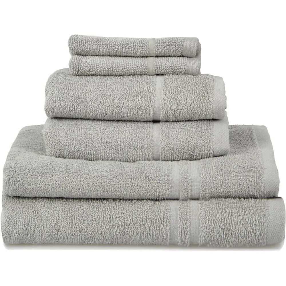Hotel Essentials 6-Piece Towel Bundle Set - Silver, Cotton