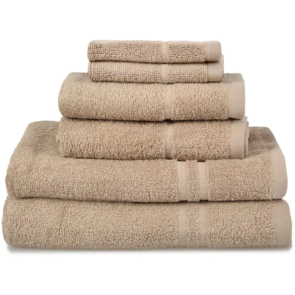 Hotel Essentials 6-Piece Towel Bundle Set - Stone, Cotton