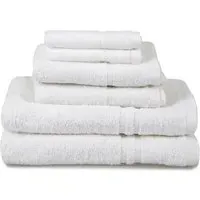 Hotel Essentials 6-Piece Towel Bundle Set - White, Cotton