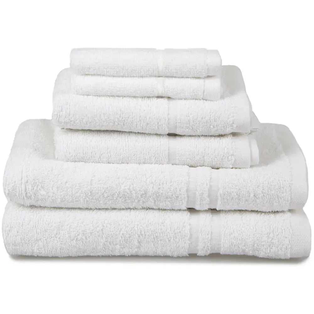 Hotel Essentials 6-Piece Towel Bundle Set - White, Cotton