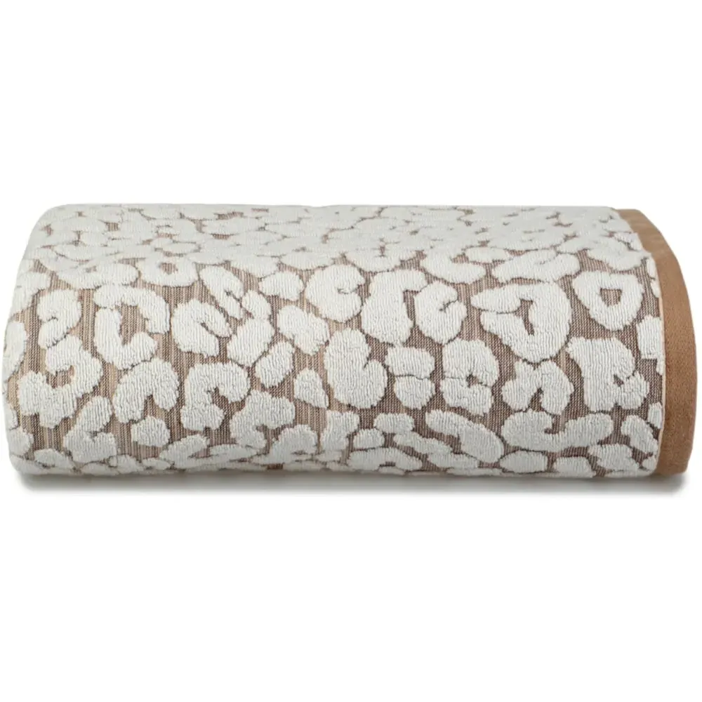 Jacquard Leopard Bath Sheet - Brown