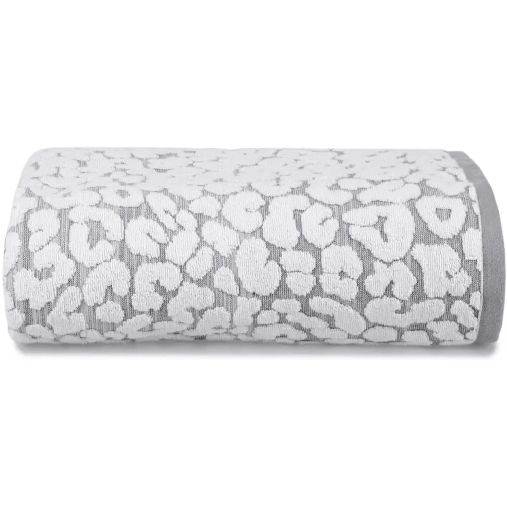 Jacquard Leopard Bath Sheet - Grey