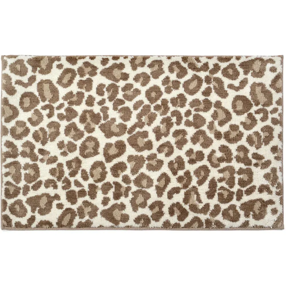 Jacquard Leopard Non-Slip Bath Mat - Brown