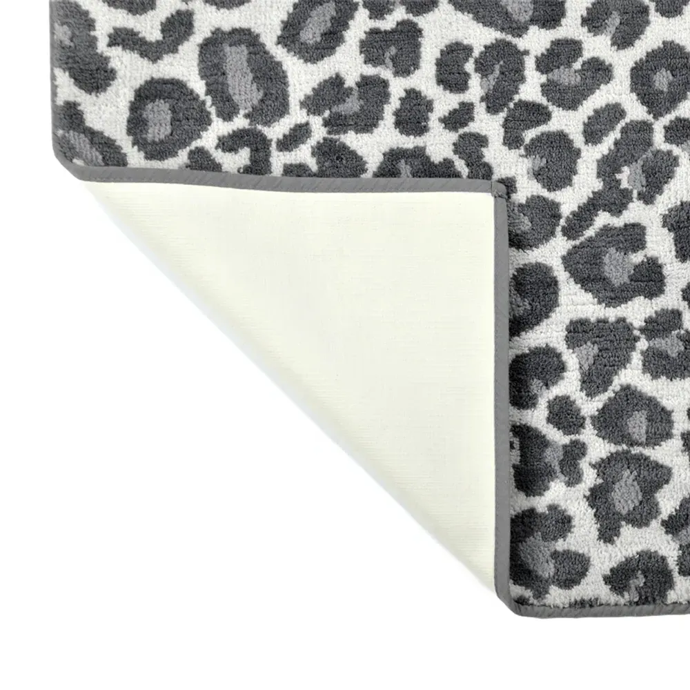 Jacquard Leopard Non-Slip Bath Mat - Grey