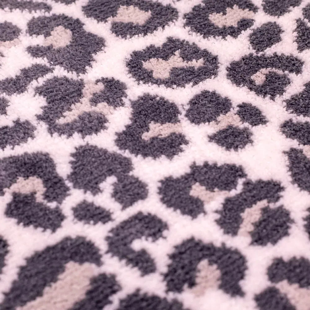 Jacquard Leopard Non-Slip Bath Mat - Grey