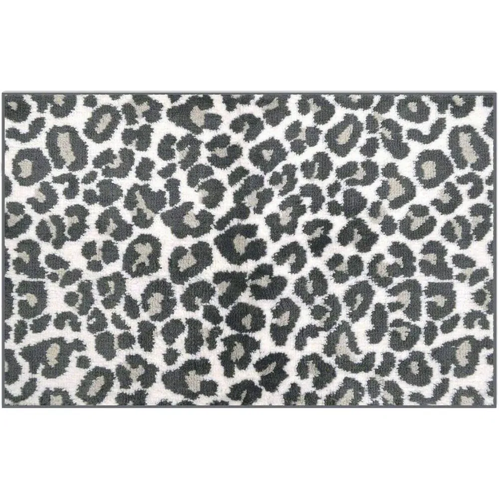 Jacquard Leopard Non-Slip Bath Mat - Grey image