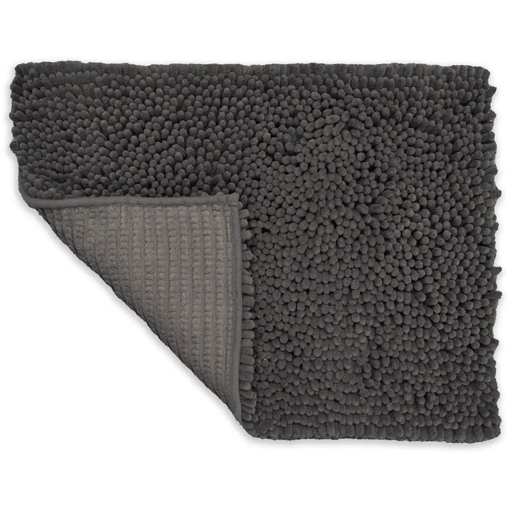 Jumbo Deep Pile Non-Slip Bobble Bath Mat - Charcoal Grey