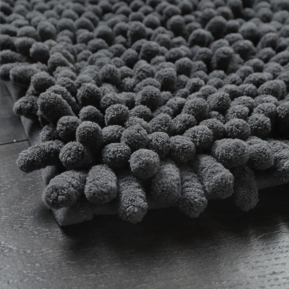 Jumbo Deep Pile Non-Slip Bobble Bath Mat - Charcoal Grey