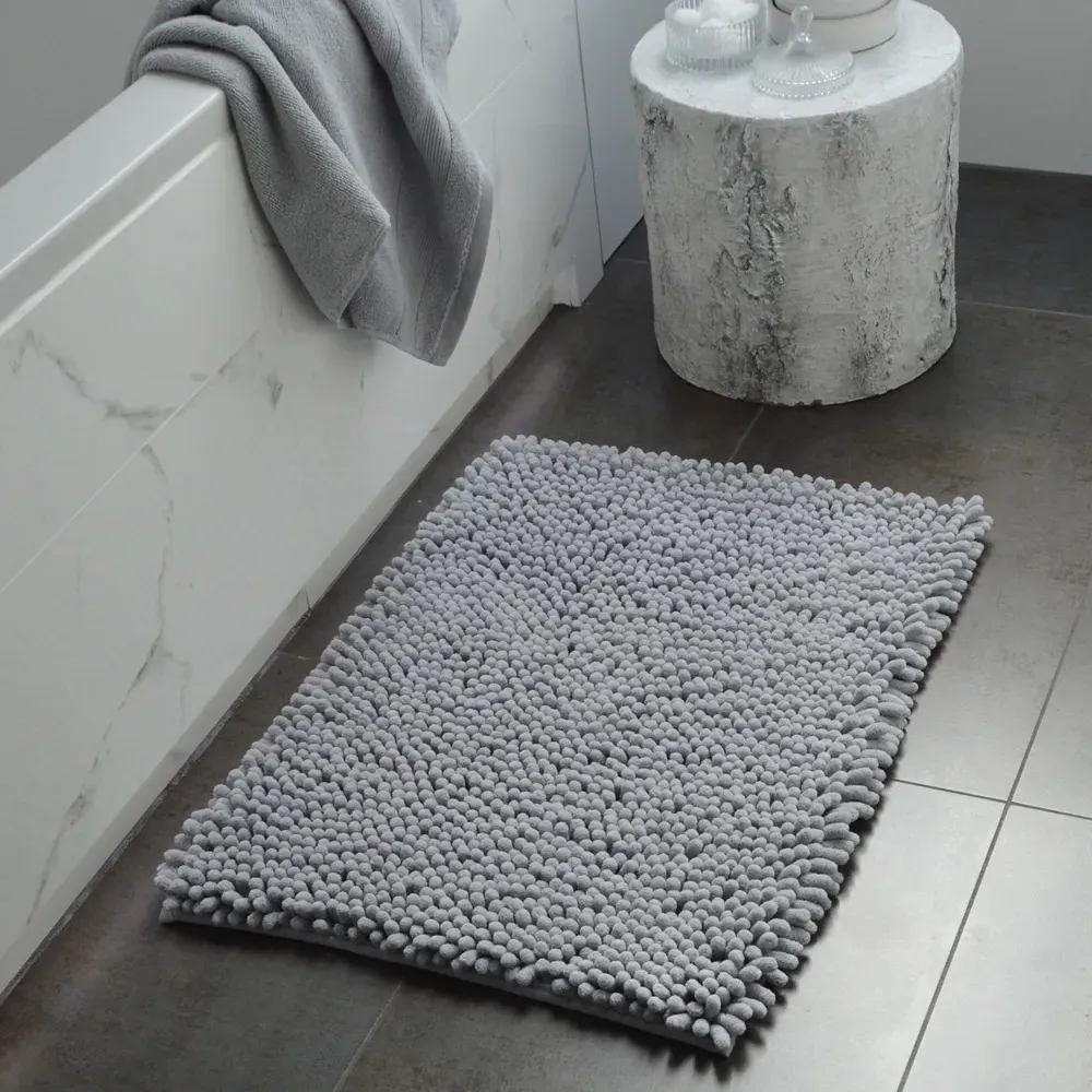 Jumbo Deep Pile Non-Slip Bobble Bath Mat - Dove Grey