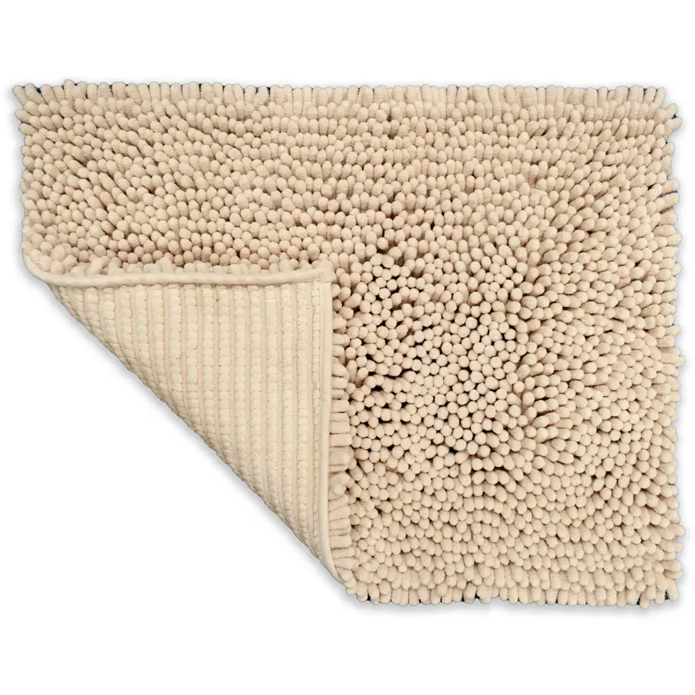 Jumbo Deep Pile Non-Slip Bobble Bath Mat - Stone