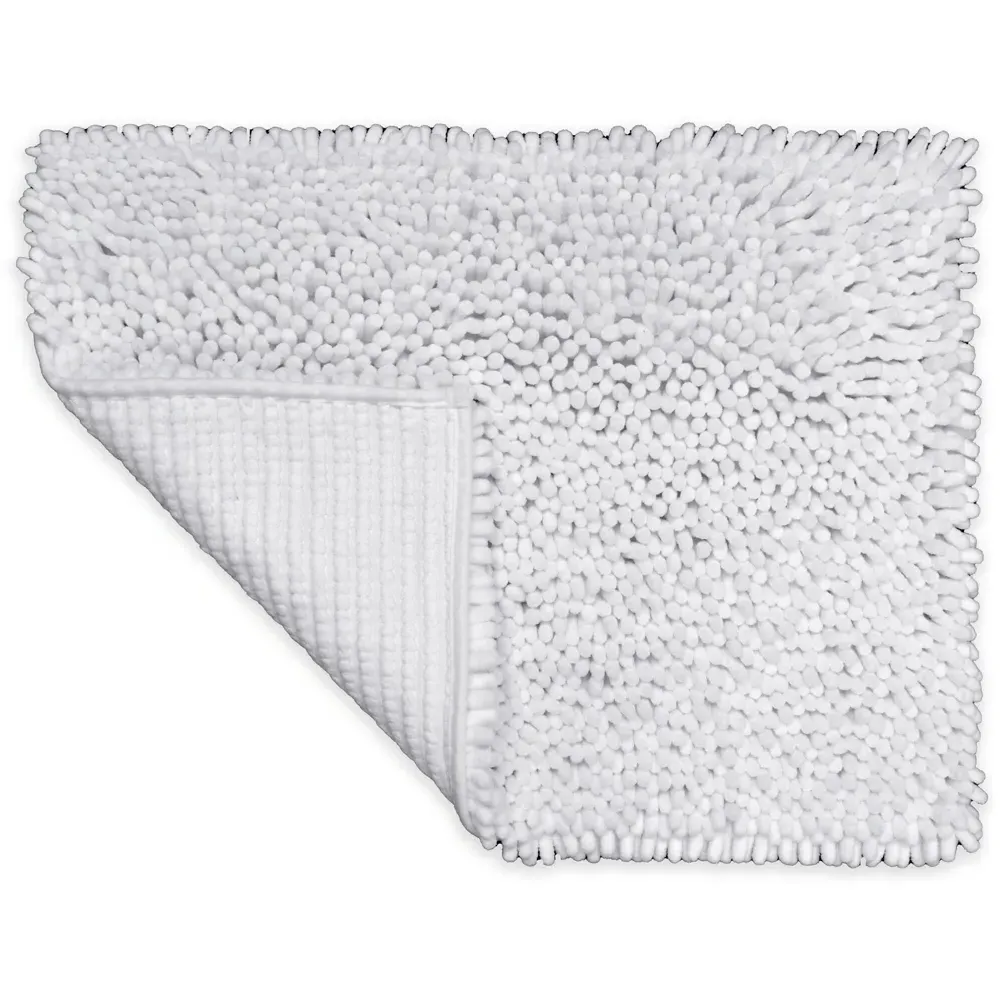 Jumbo Deep Pile Non-Slip Bobble Bath Mat - White