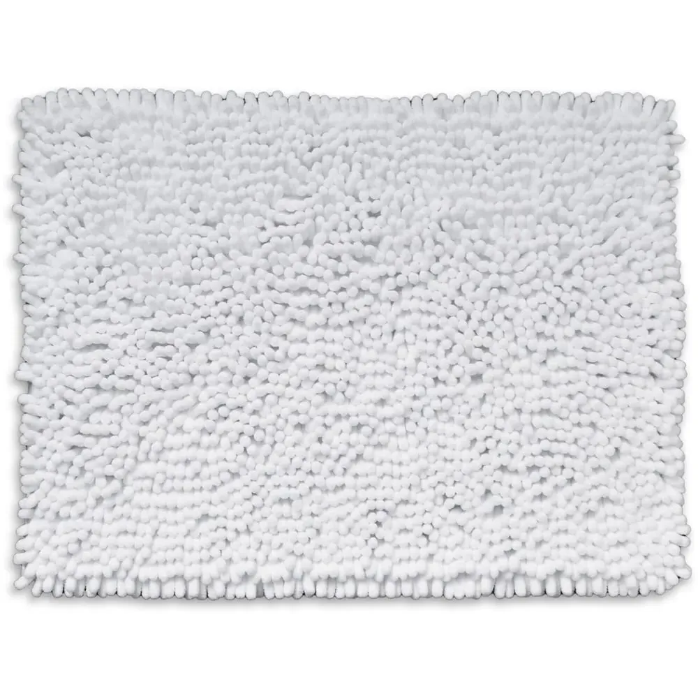 Jumbo Deep Pile Non-Slip Bobble Bath Mat - White