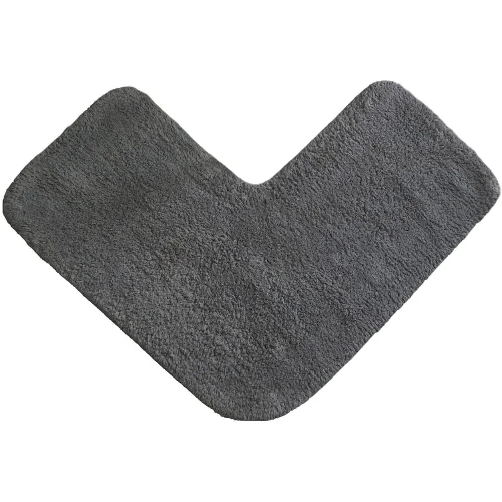 L-Shape Corner Shower Mat - Charcoal, Cotton image