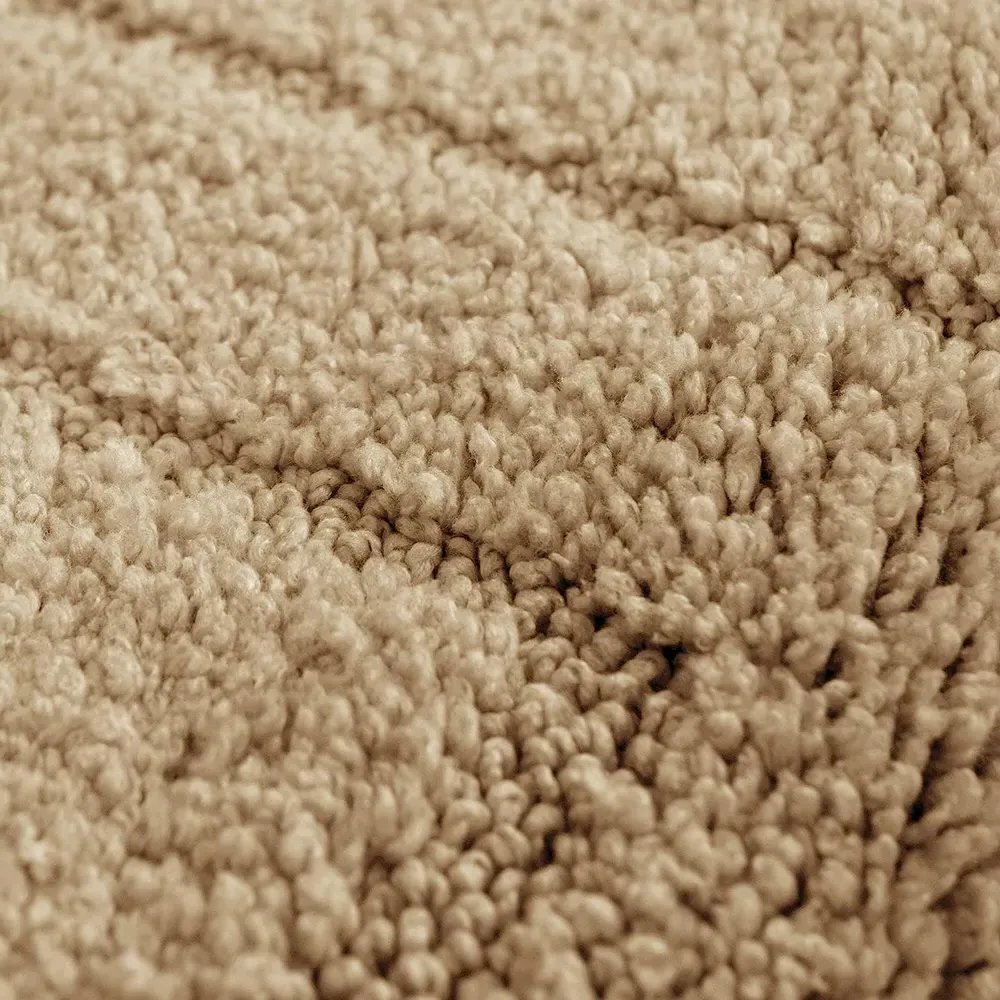 Lisa Non-Slip Bath Mat and Pedestal Mat Set - Beige, Microfibre