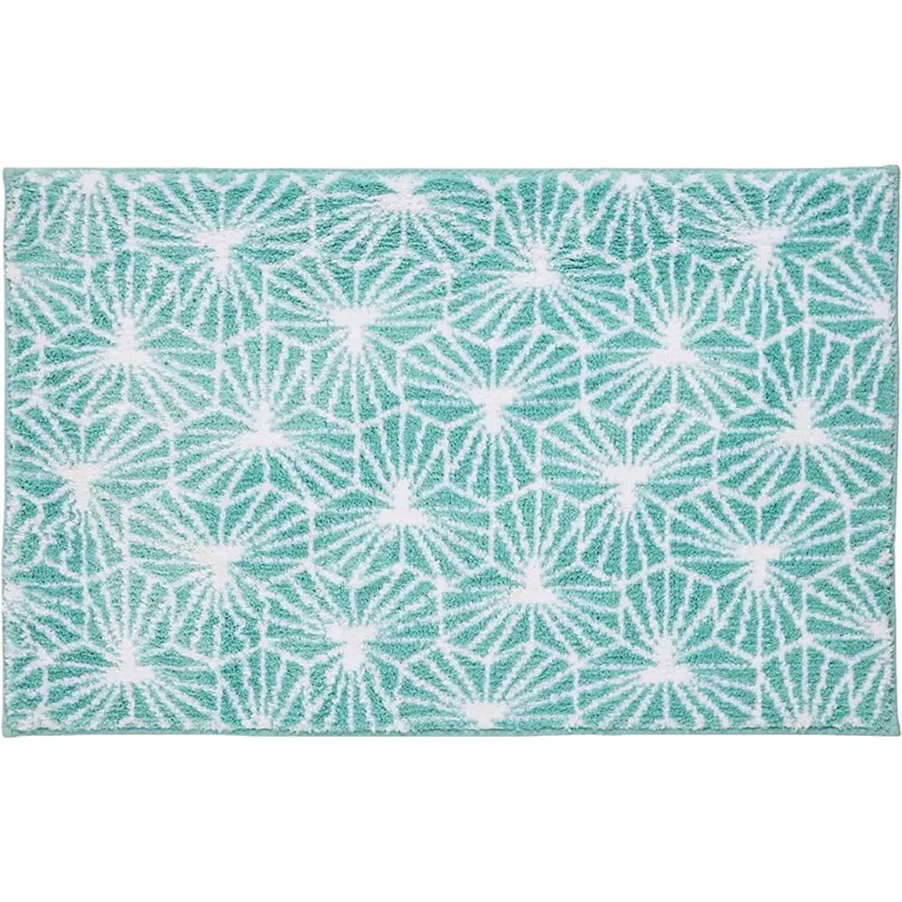 Madrid Jacquard Geometric Non-Slip Bath Mat - Blue image