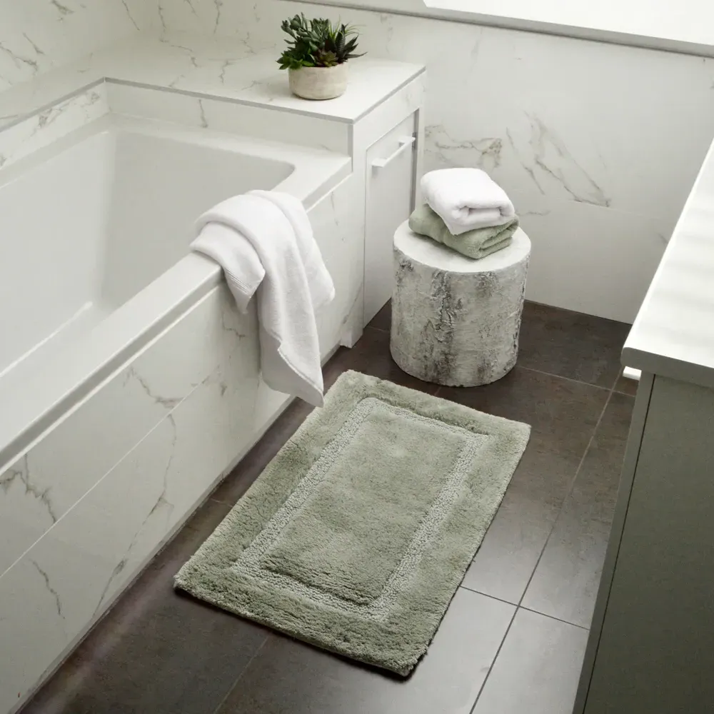 Marlborough Non-Slip Bath Mat - Green, Bamboo Cotton