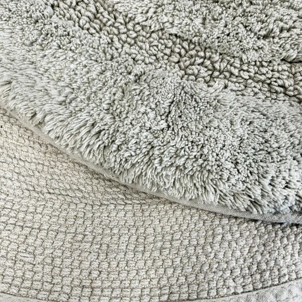 Marrakesh Round Non-Slip Bath Mat 65cm - Grey, Cotton