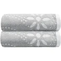 Marrakesh Sculpted Floral Hand Towel 2 Pack - Grey, Cotton