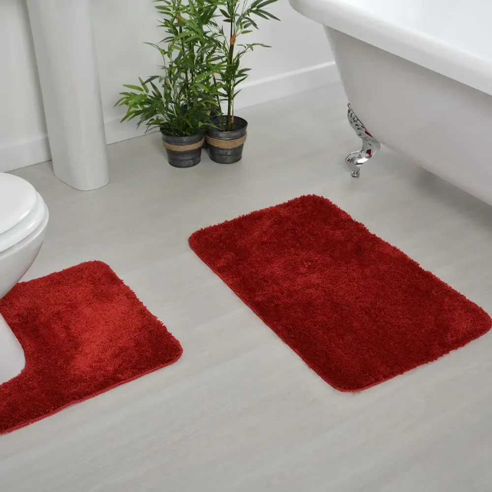 Microfibre Non-Slip Bath Mat - Wine Red
