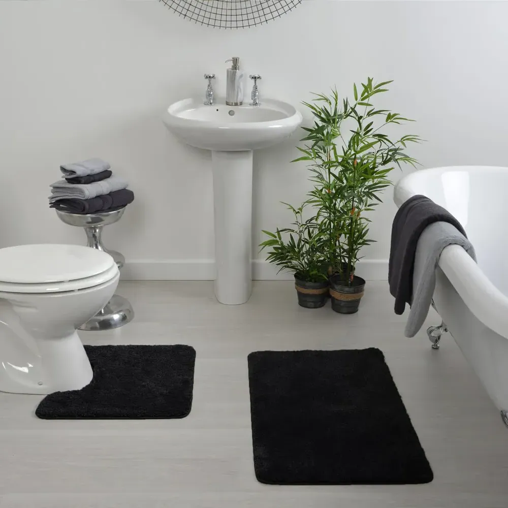 Microfibre Non-Slip Pedestal Mat - Black