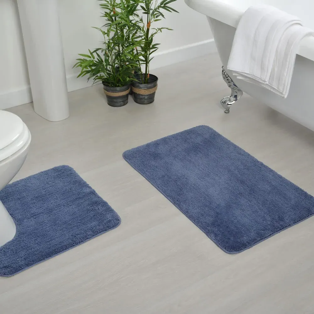 Microfibre Non-Slip Pedestal Mat - Blue