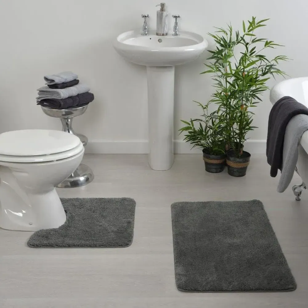 Microfibre Non-Slip Pedestal Mat - Charcoal Grey