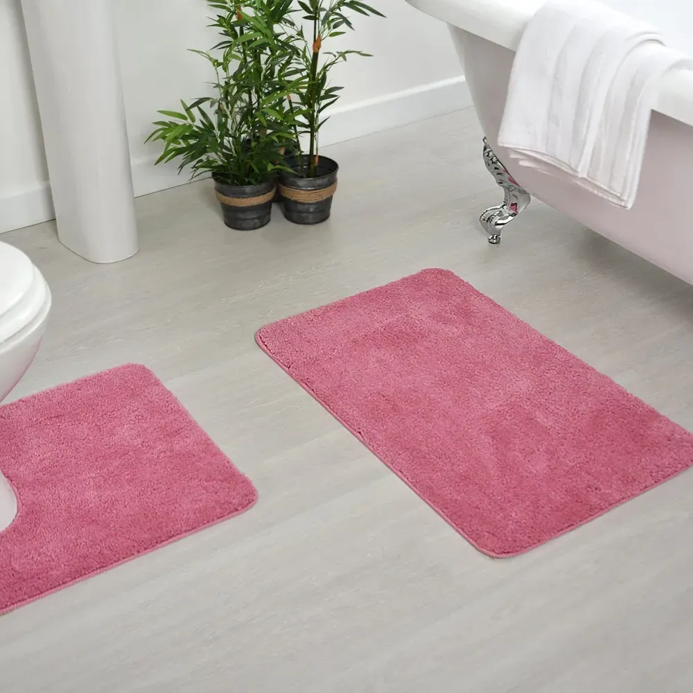 Microfibre Non-Slip Pedestal Mat - Rose Pink