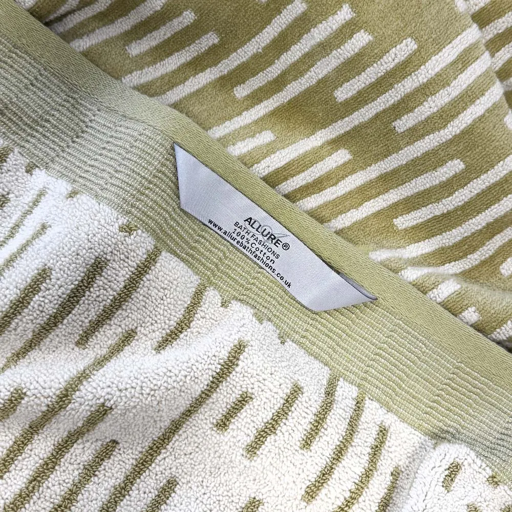 Pop Up Zero Twist Barcode Stripe Bath Sheet - Green, Cotton