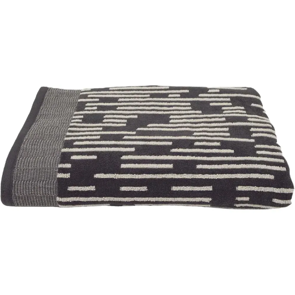 Pop Up Zero Twist Barcode Stripe Bath Sheet - Grey, Cotton